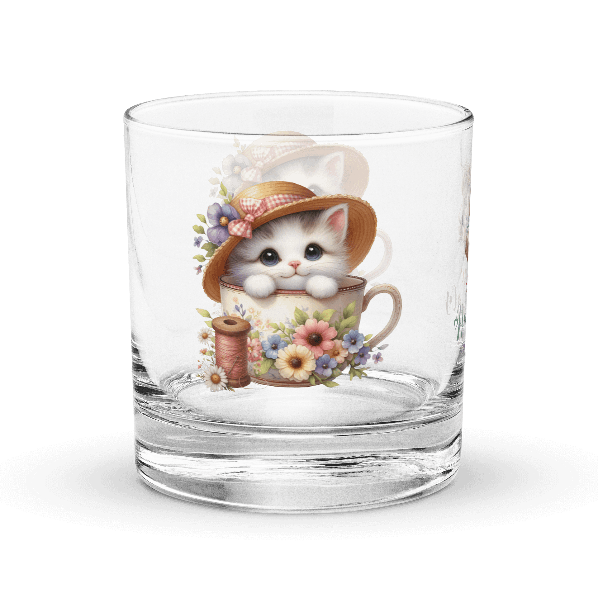 Sew Amazingly Cute Kitty Teacup Rocks Glass product image (3)