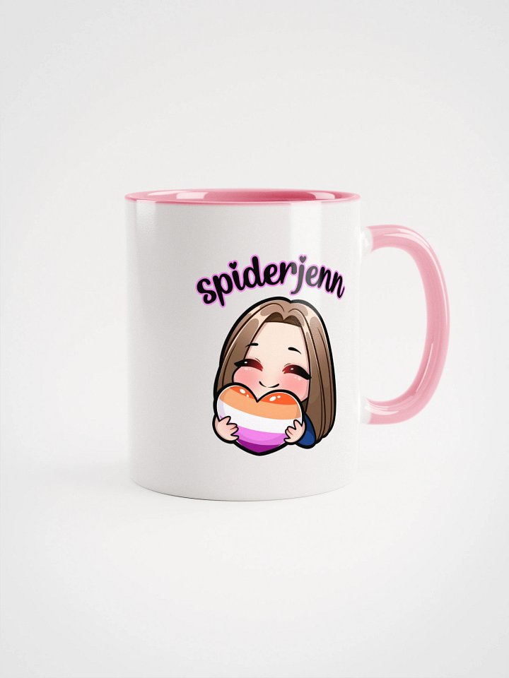 SpiderJenn Lesbian Heart Mug (Pink) product image (1)