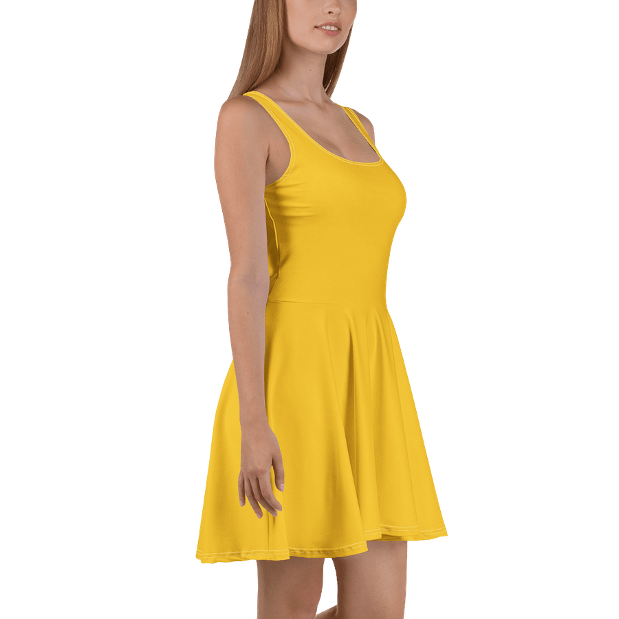 Mustard Yellow Solid Color Retro Inspired Fit and Flare Skater Dress product image (3)