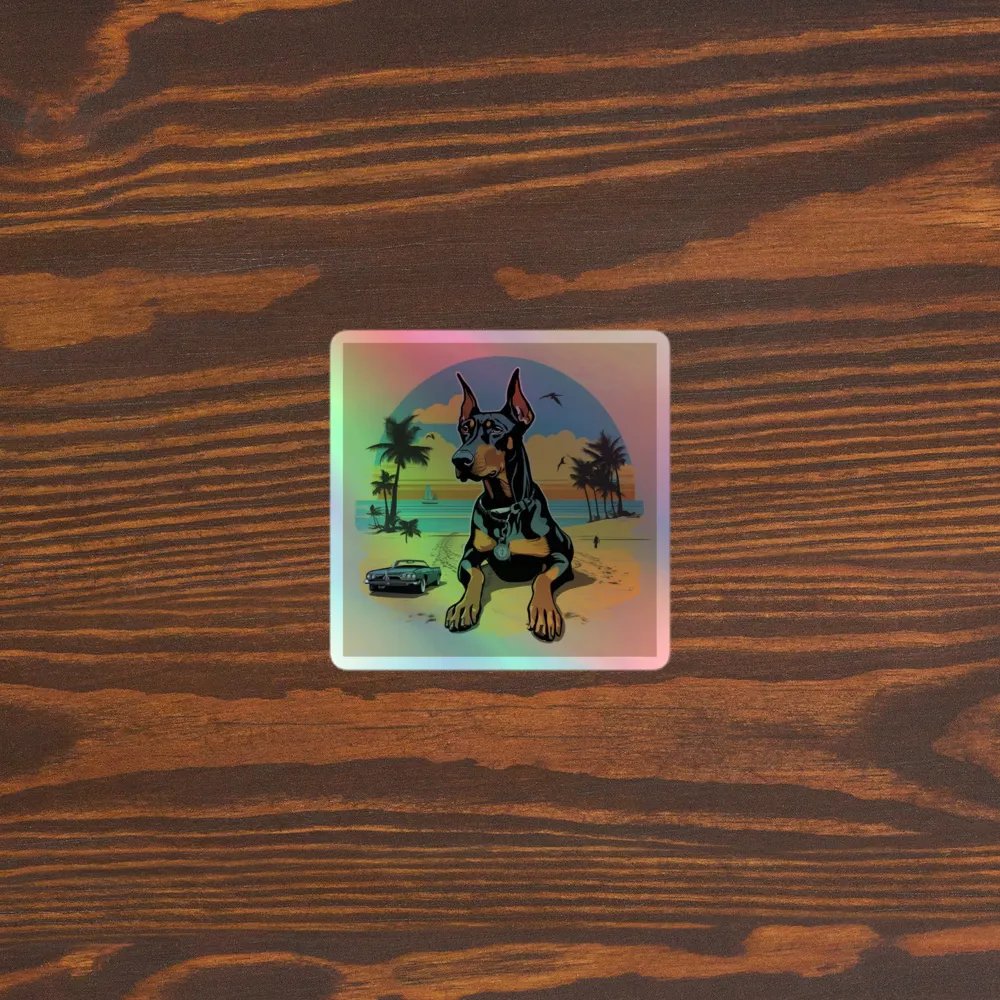 Doberman Beach Holographic Sticker product image (5)