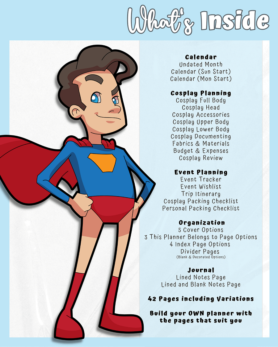 Blue Cosplay Planner Printable product image (3)