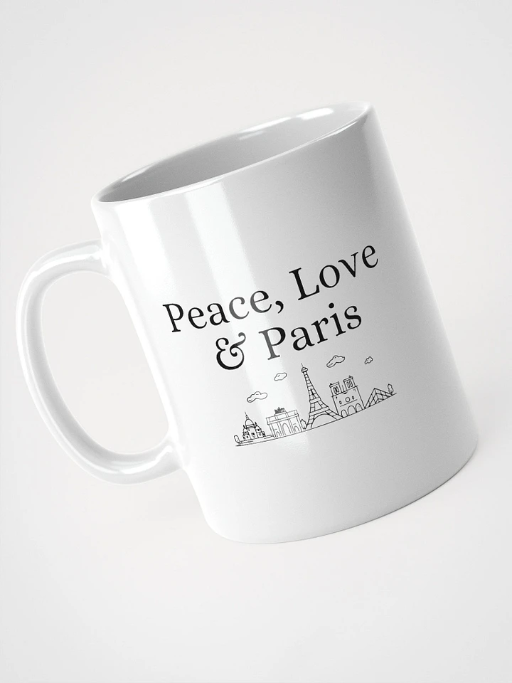 Peace, Love and Paris Mug with Monuments | Right Handed Coffee Tea Mug product image (1)