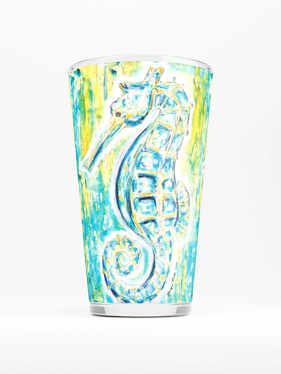 Painted Seahorses Shaker Pint Glass | Coastal Drinkware | Monique Faella Designs™ 🐚🍹🎨 product image (1)