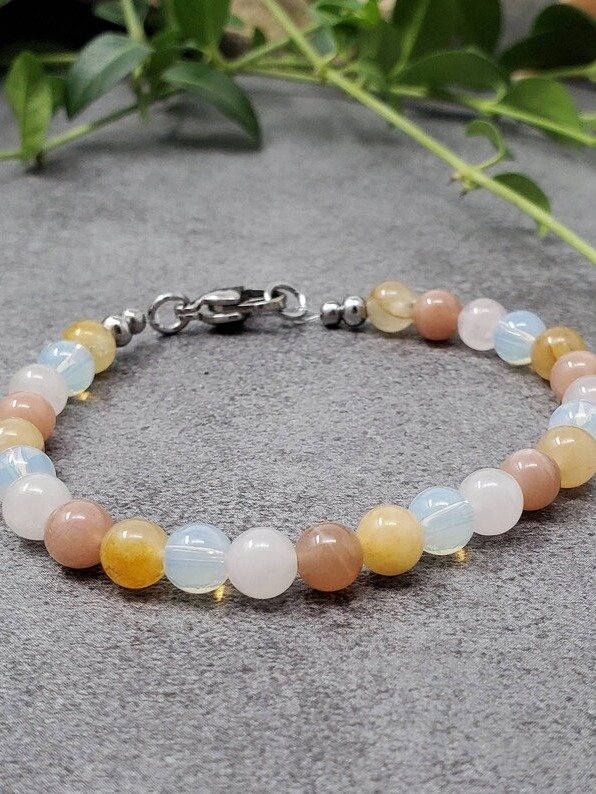Optimism Gemstone Bracelet | Opalite, Rose Quartz, Sunstone | Handmade Crystal Healing Jewelry product image (2)