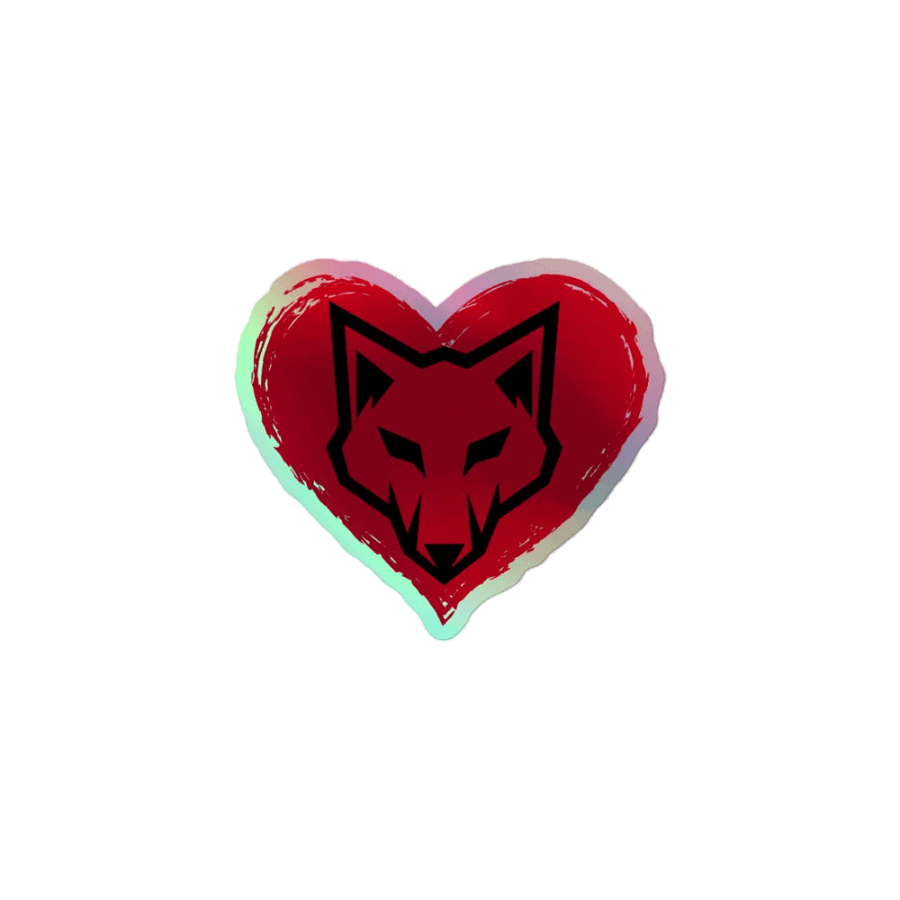 Geometric Wolf Heart Holographic Sticker product image (1)