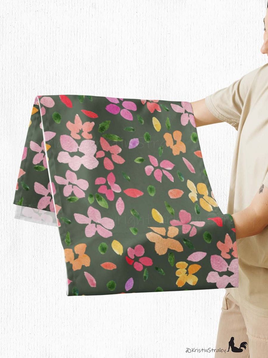 Spring Flowers on Olive Green Table Runner product image (5)