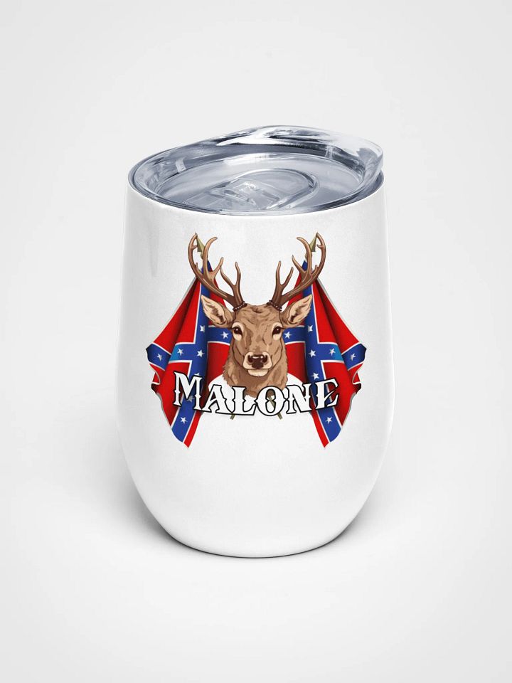"Malone" Last Name Rebel Redneck Deer - Wine Tumbler product image (1)