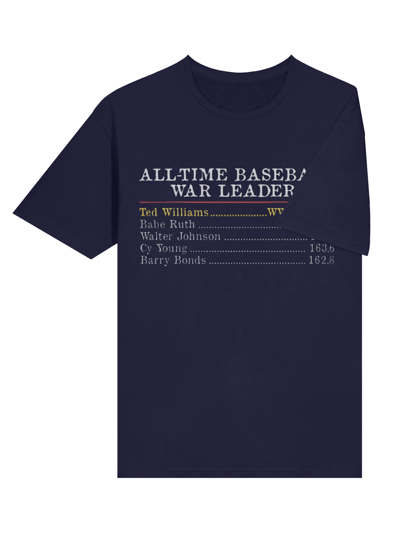 All-Time Baseball WAR Leaders T-Shirt product image (4)