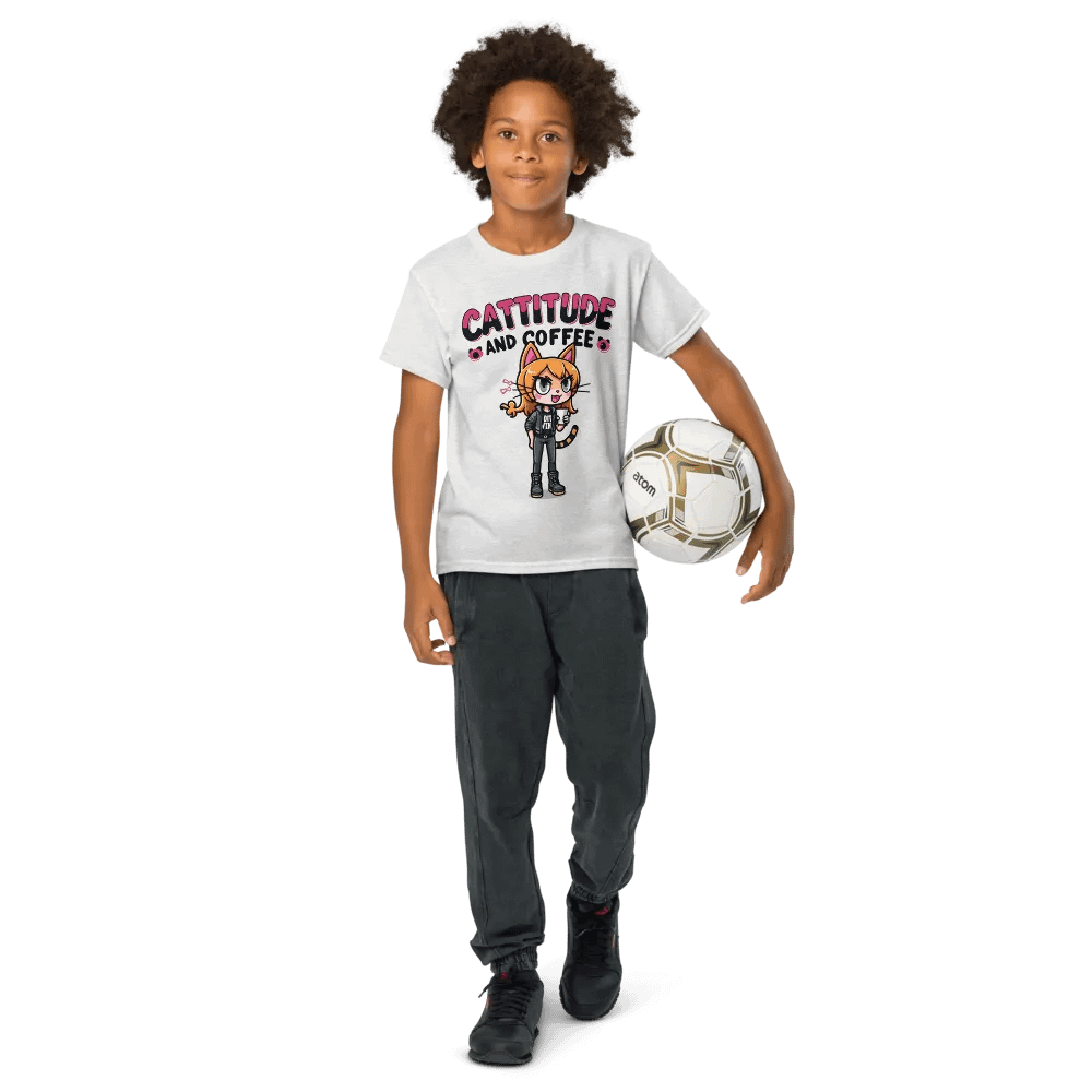 Cattitude and Coffee Kids' Moisture-Wicking Tee product image (49)