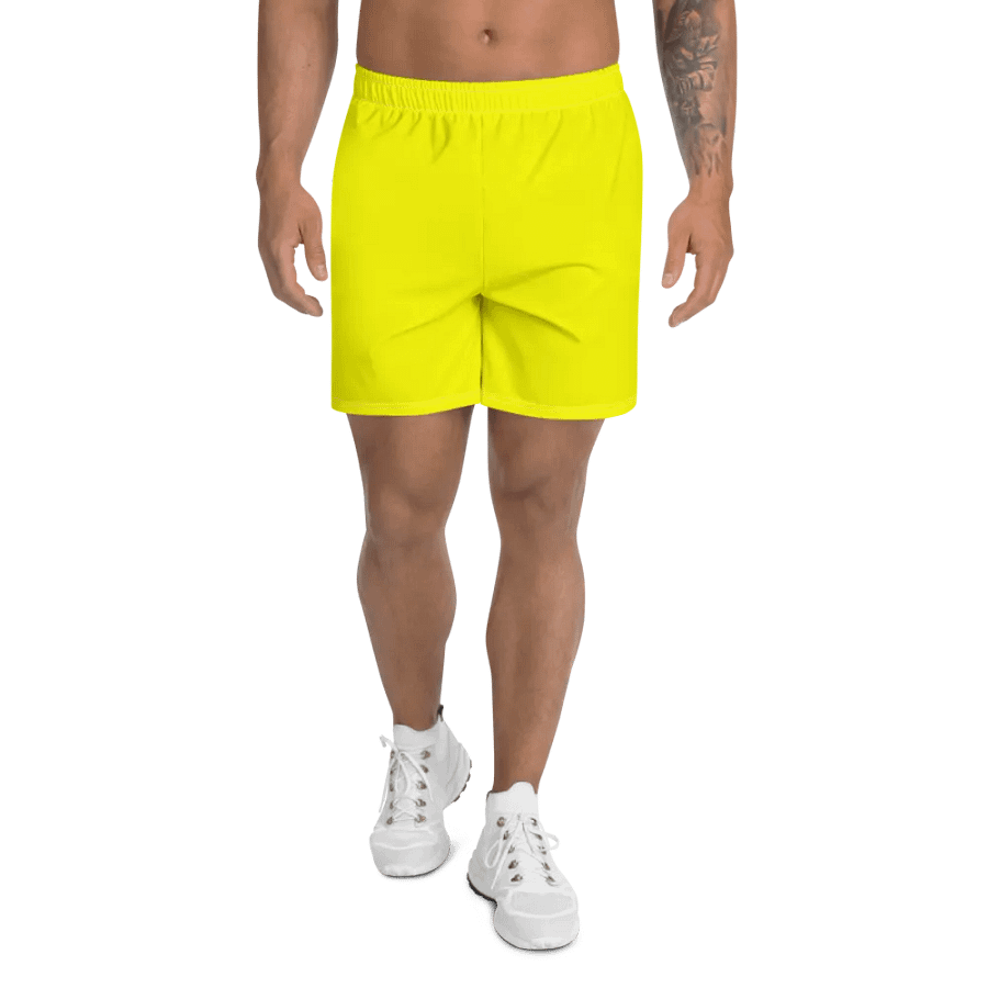 Plain Color Yellow Athletic Long Shorts product image (1)
