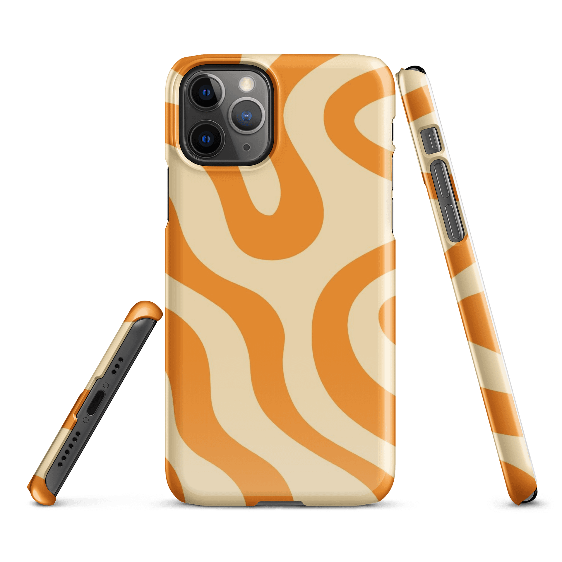 Molten Mirage – Abstract Waves in Orange & Cream glossy iPhone case product image (1)