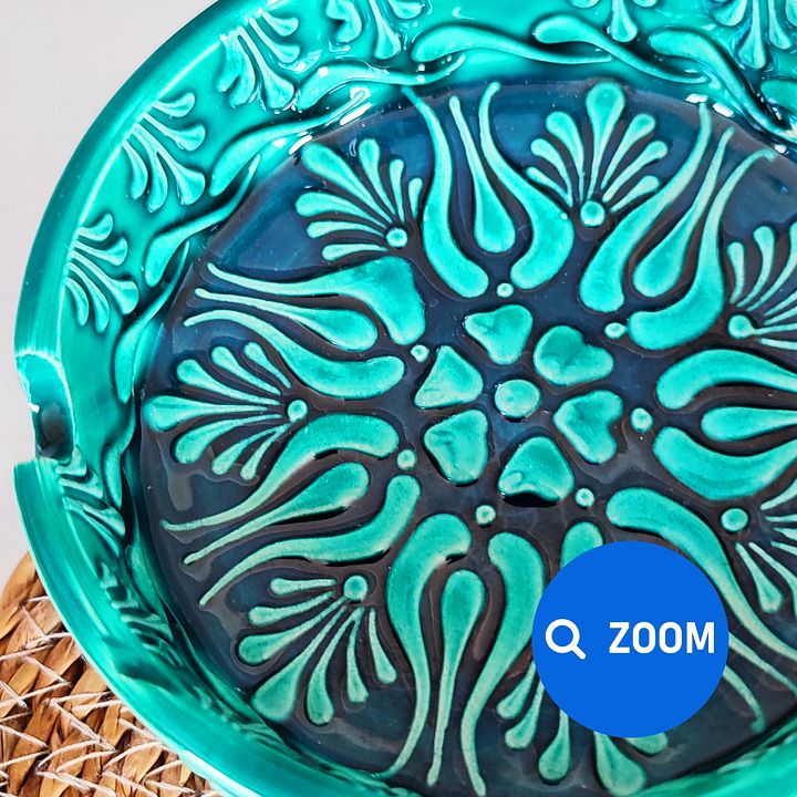 Ceramic turquoise ashtray (11 cm) — handmade pottery, handmade ceramic, home decor, handmade gift, Turkish ceramic product image (2)