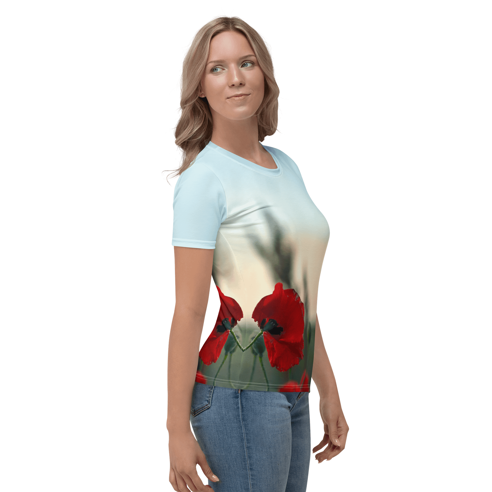 Damen T-Shirt mit Rundhalsausschnitt - Mohnblumen product image (4)