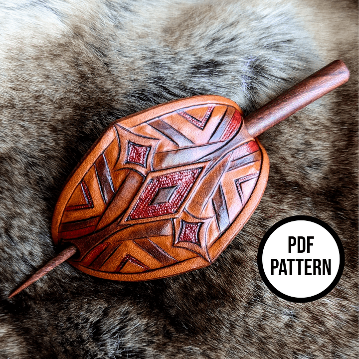 Geometric Leather Hair Stick - PDF Pattern for Leatherwork product image (1)