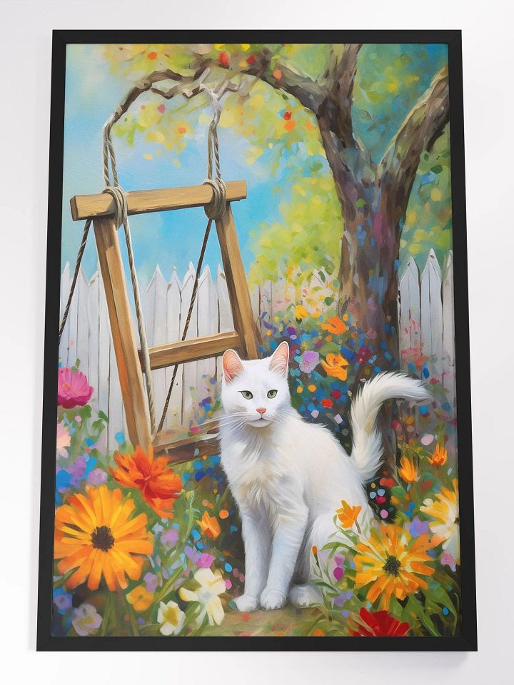 Cat in the Garden – AI-Generated Digital Art in Oil Painting Style product image (1)