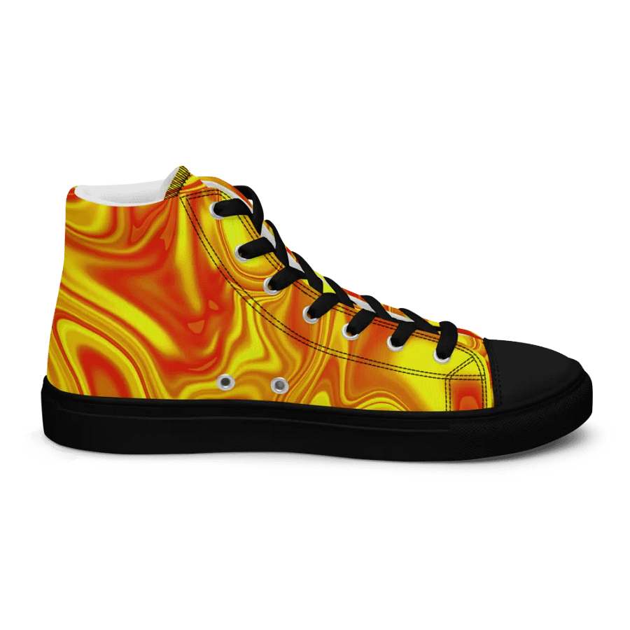 Men's High Top Canvas Shoes - Yellow and Red Digital Fluid Art product image (10)