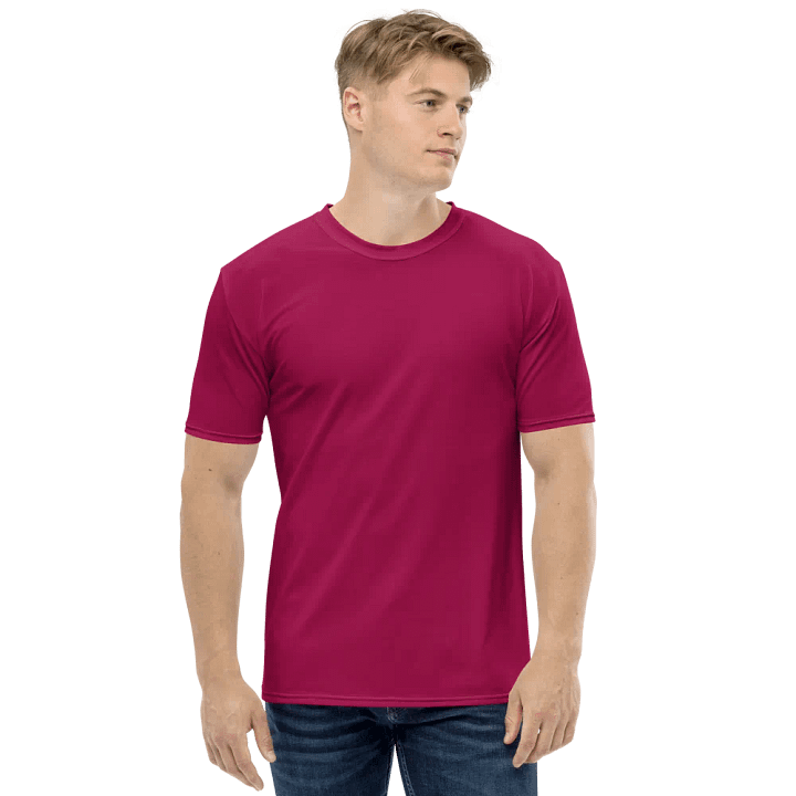 Plain Dark Red Light Summer Men's Crewneck Polyester Heavyweight Premium T-Shirt by Treasure Pie product image (1)