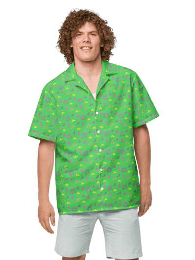 Oh Worm green pattern button down shirt product image (1)