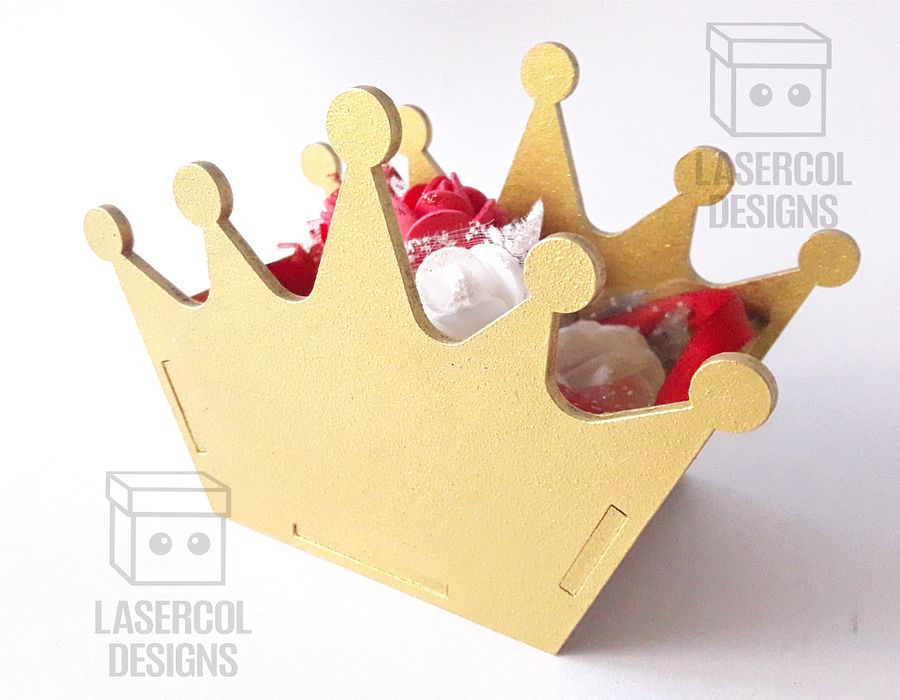 Crown Shaped Box (4 sizes, 3 Styles) - Laser Cut Files product image (3)