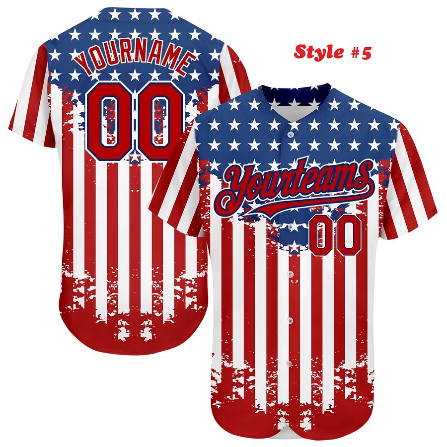 Authentic Baseball Jersey, Custom Baseball Jersey, Personalized Sport Jersey, Colorful, Flowers, Number, Logo, American Star product image (187)