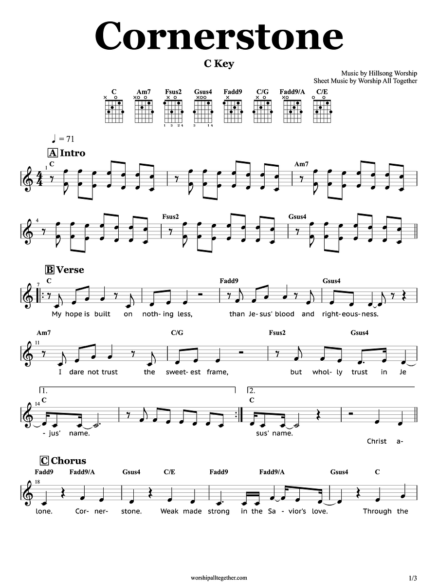 Cornerstone - Hillsong Worship | Sheet Music, Chord, Lyrics product image (1)