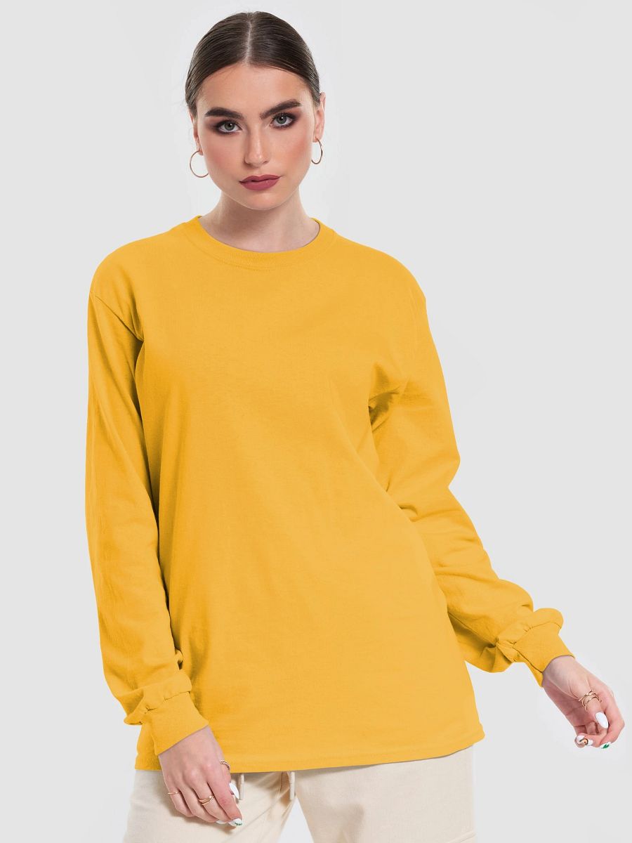 Plain Color Gold Long Sleeve T-Shirt product image (1)