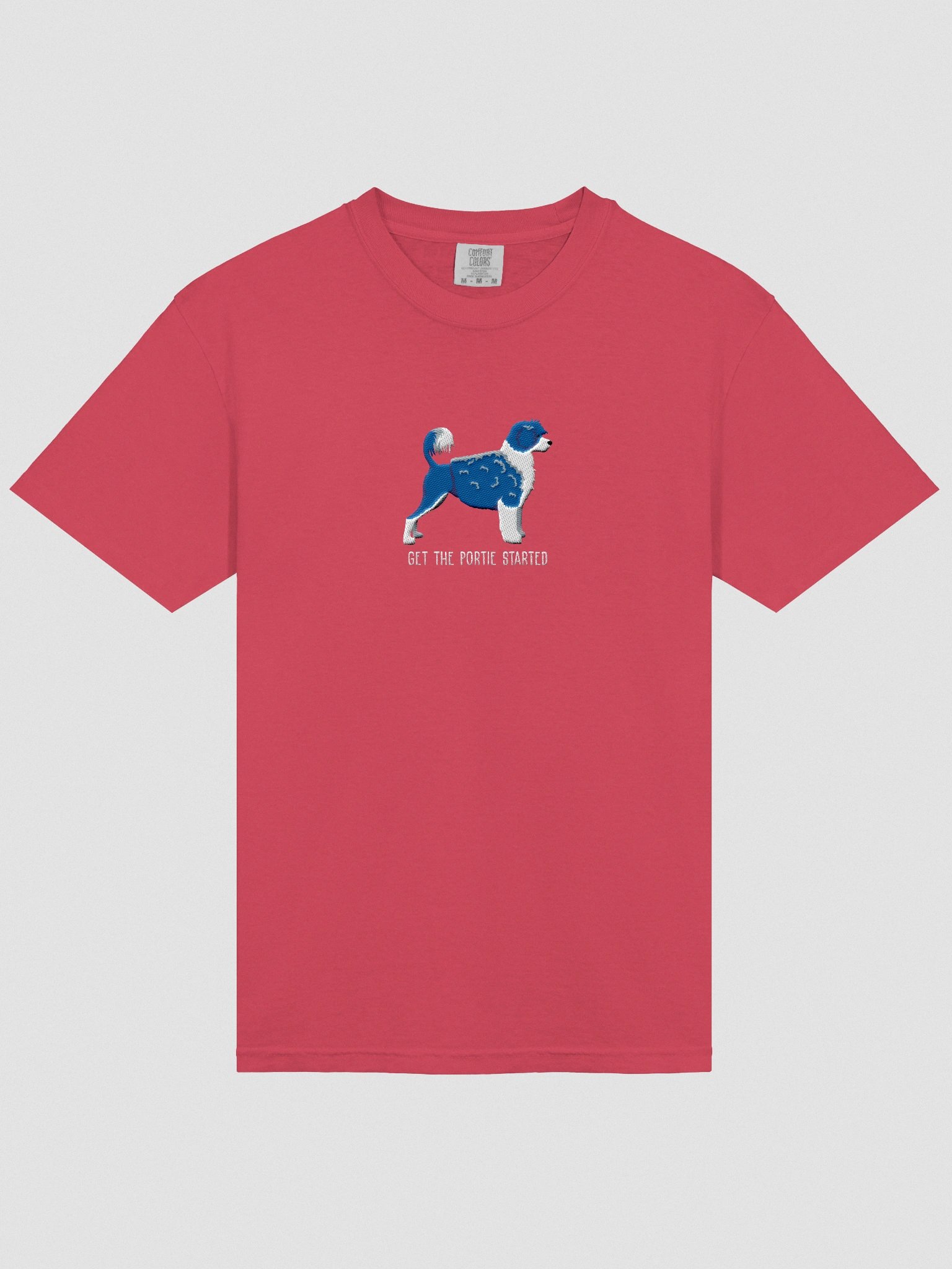 Get the Portie Started T-Shirt(Embroidered) of a Portuguese Water Dog(Blue & White) product image (6)
