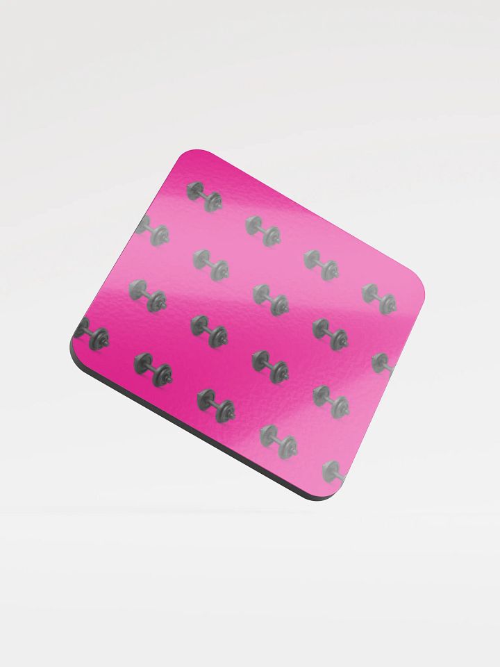 Magenta Black Dumbbell Cork Coaster product image (1)