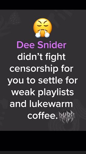 Dee Snider Didn’t Wear Spandex for This

“Dee Snider didn’t go to war with Congress just so you could sip on sad desk coffee ...