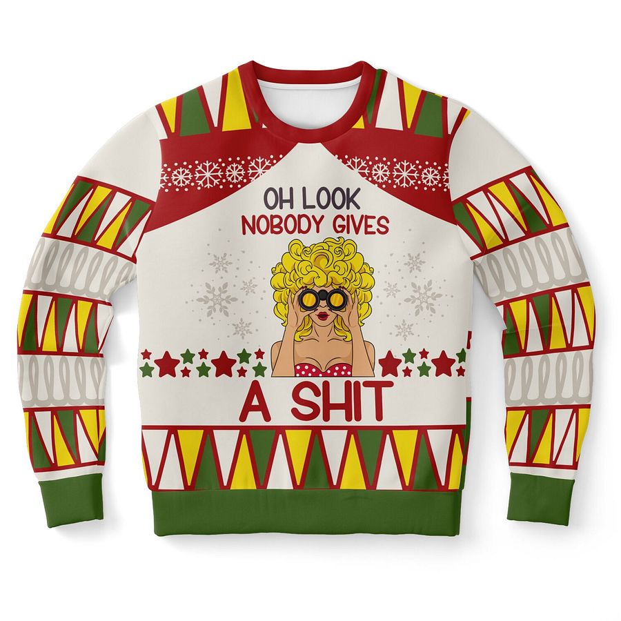 "Oh Look Nobody Gives A Sh*t" Sweatshirt | Sassy Woman Holiday Sweater | Funny Adult Christmas Party Outfit product image (9)