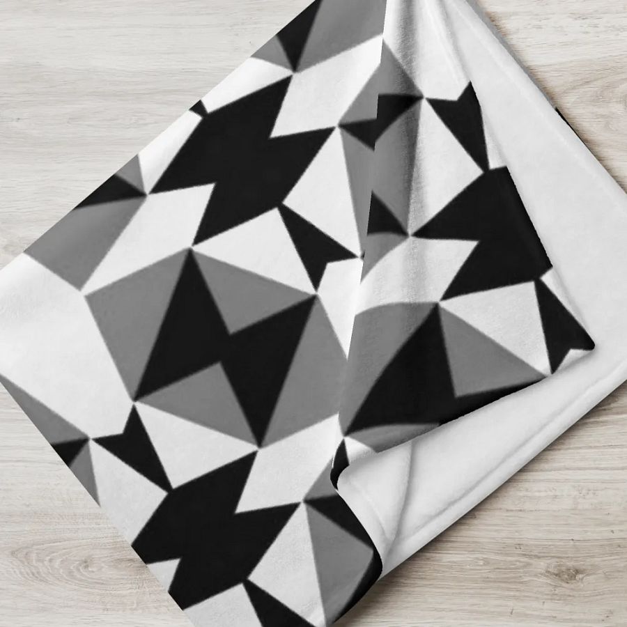 Black, White & Grey Geometric Throw Blanket product image (7)
