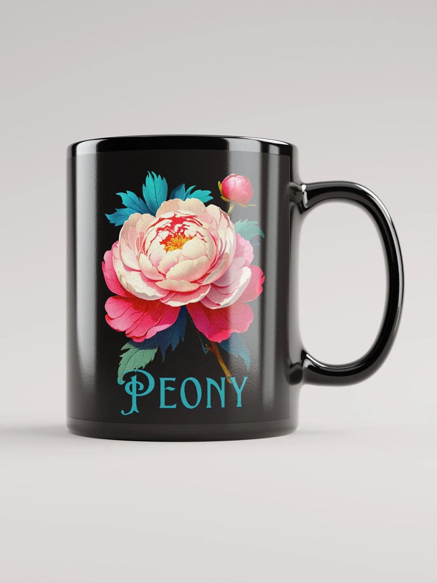 Floral Graphic | Black Coffee Mug | Peony product image (2)