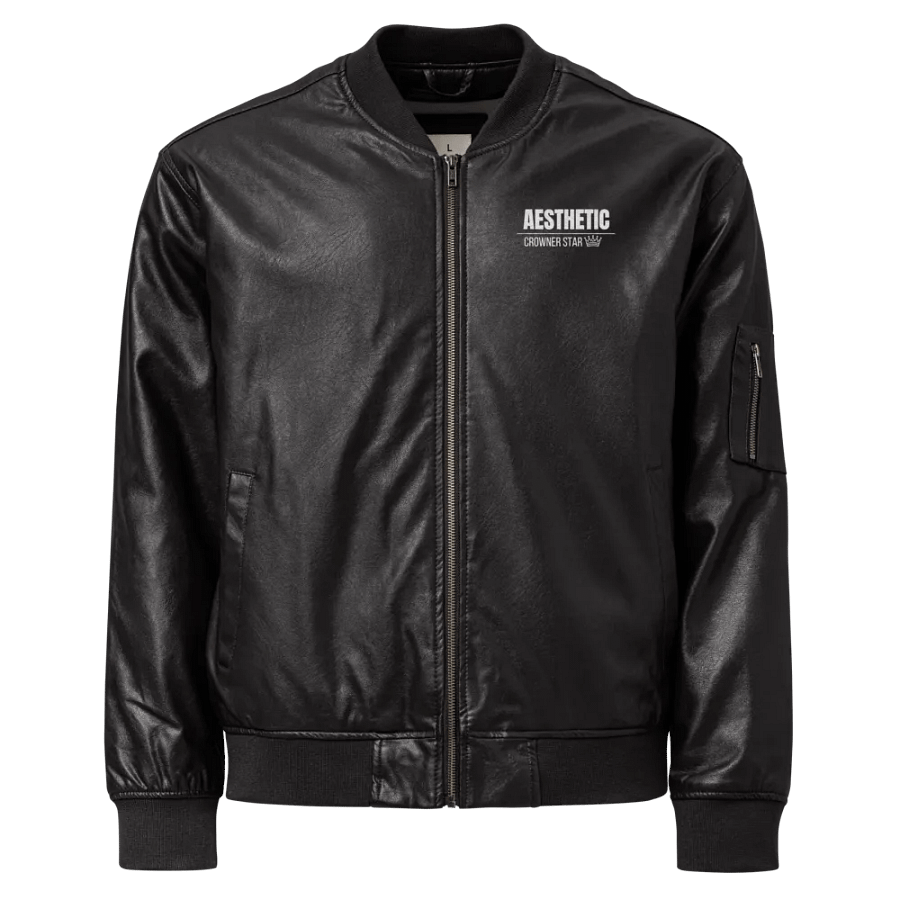 Crownerstar Aesthetic Faux Leather Bomber Jacket product image (1)