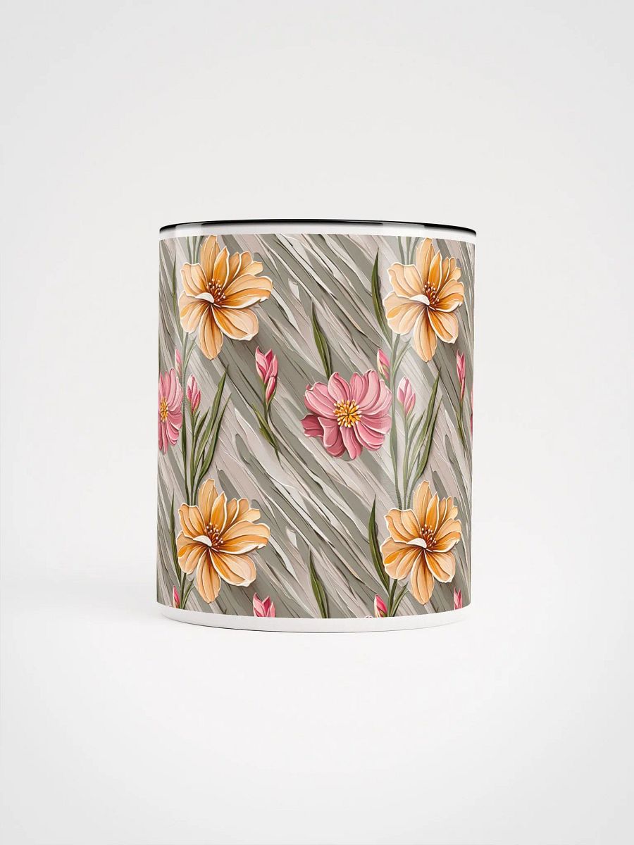 Coffee Mug with Color Inside - Painted Flowers in Shades of Yellow and Pink product image (4)