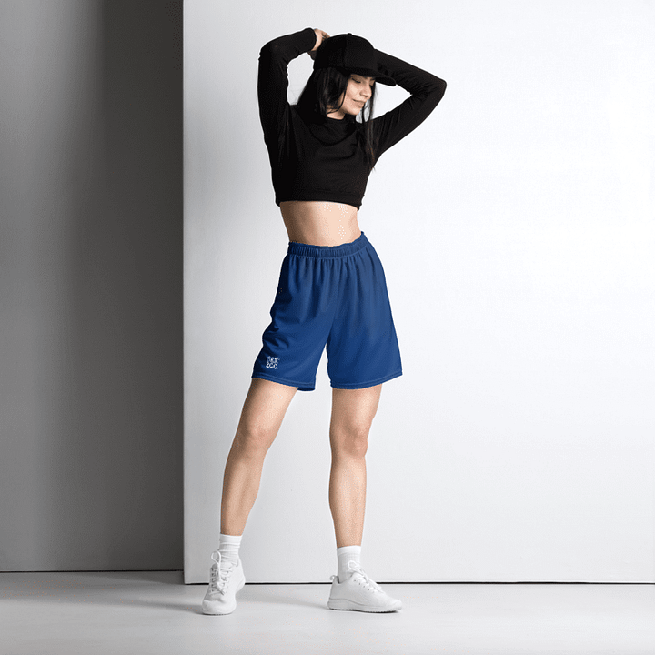 Women's | BRN.2C.C.™ Mesh Shorts | Coastal Cool Meets Sporty Style | Recycled Unisex Activewear 🌊🔥| White Logo on Cerulean Blue product image (1)