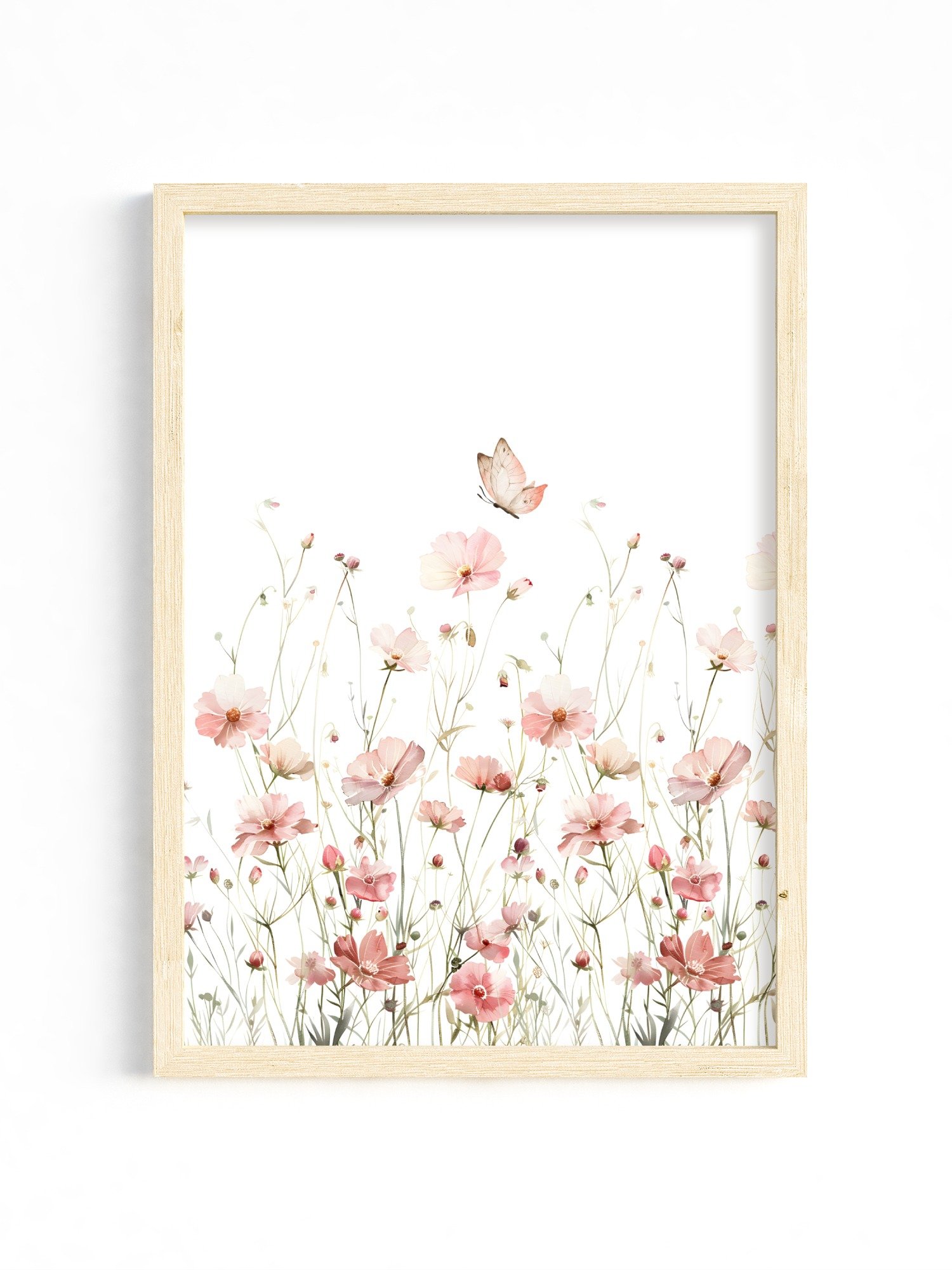 Watercolor Pink Floral Meadow Nursery Print product image (1)