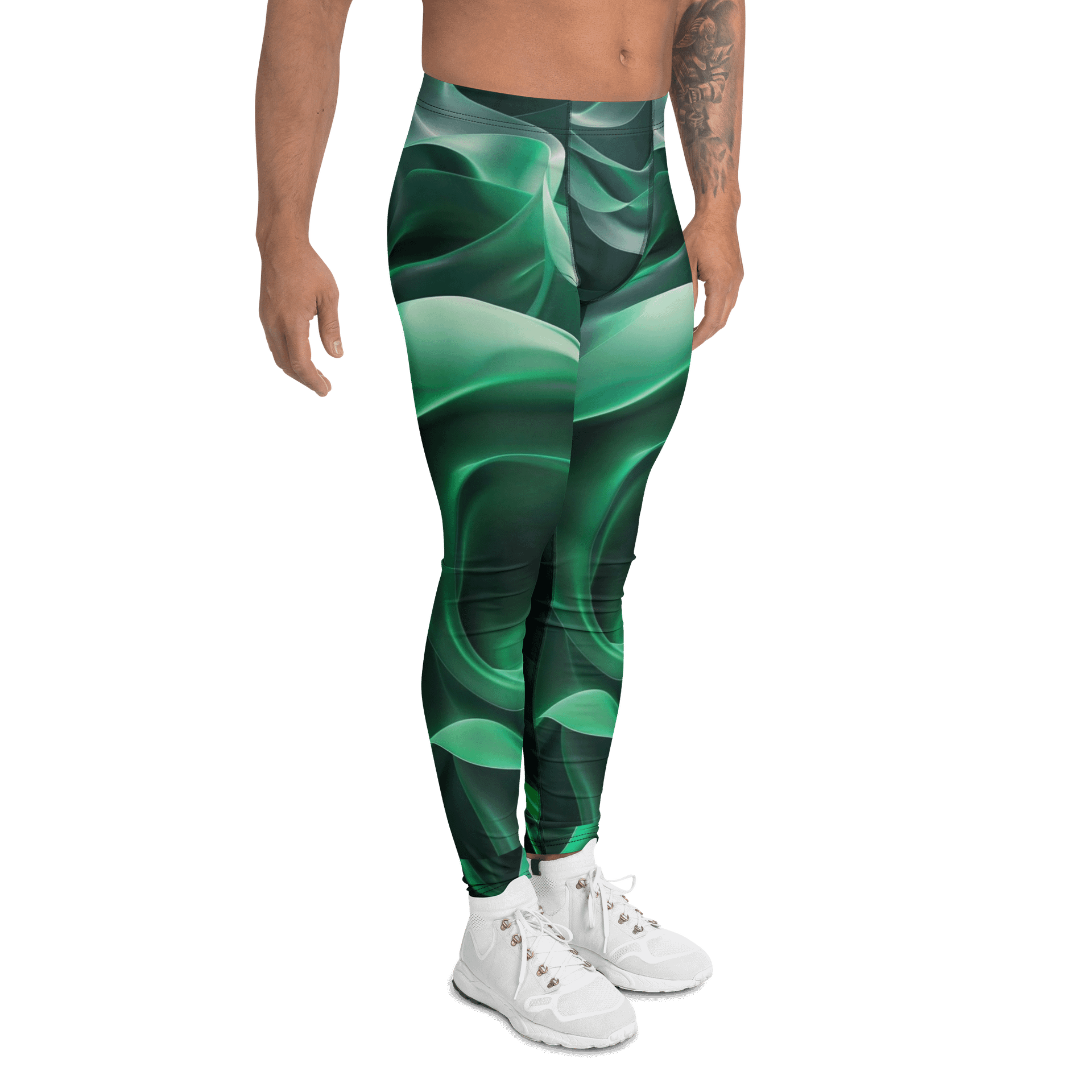Emerald Wave Abstract Print Men's Leggings product image (3)