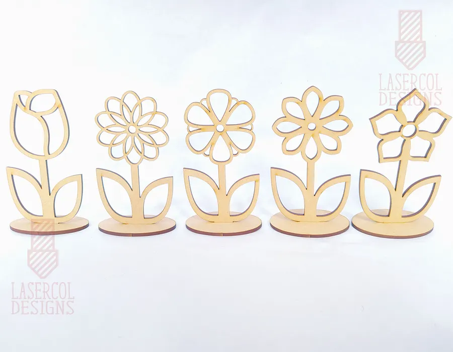Flowers - Set 4 - (Two Sizes, Five Styles) - Laser Cut Files product image (7)