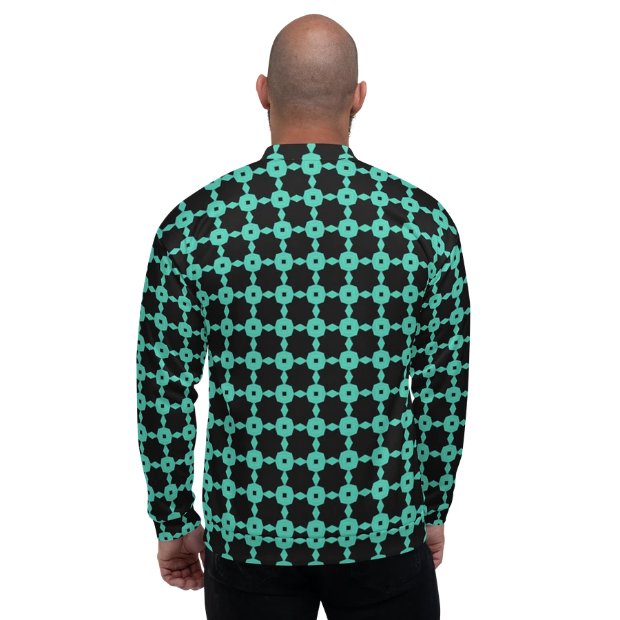 Abstract Neon Green Repeating Chain Pattern Unisex All Over Print Bomber Jacket product image (3)