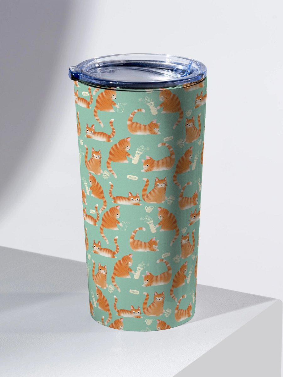 Bad Orange Tabby Cats Knocking Stuff Over Tumbler, Green product image (2)