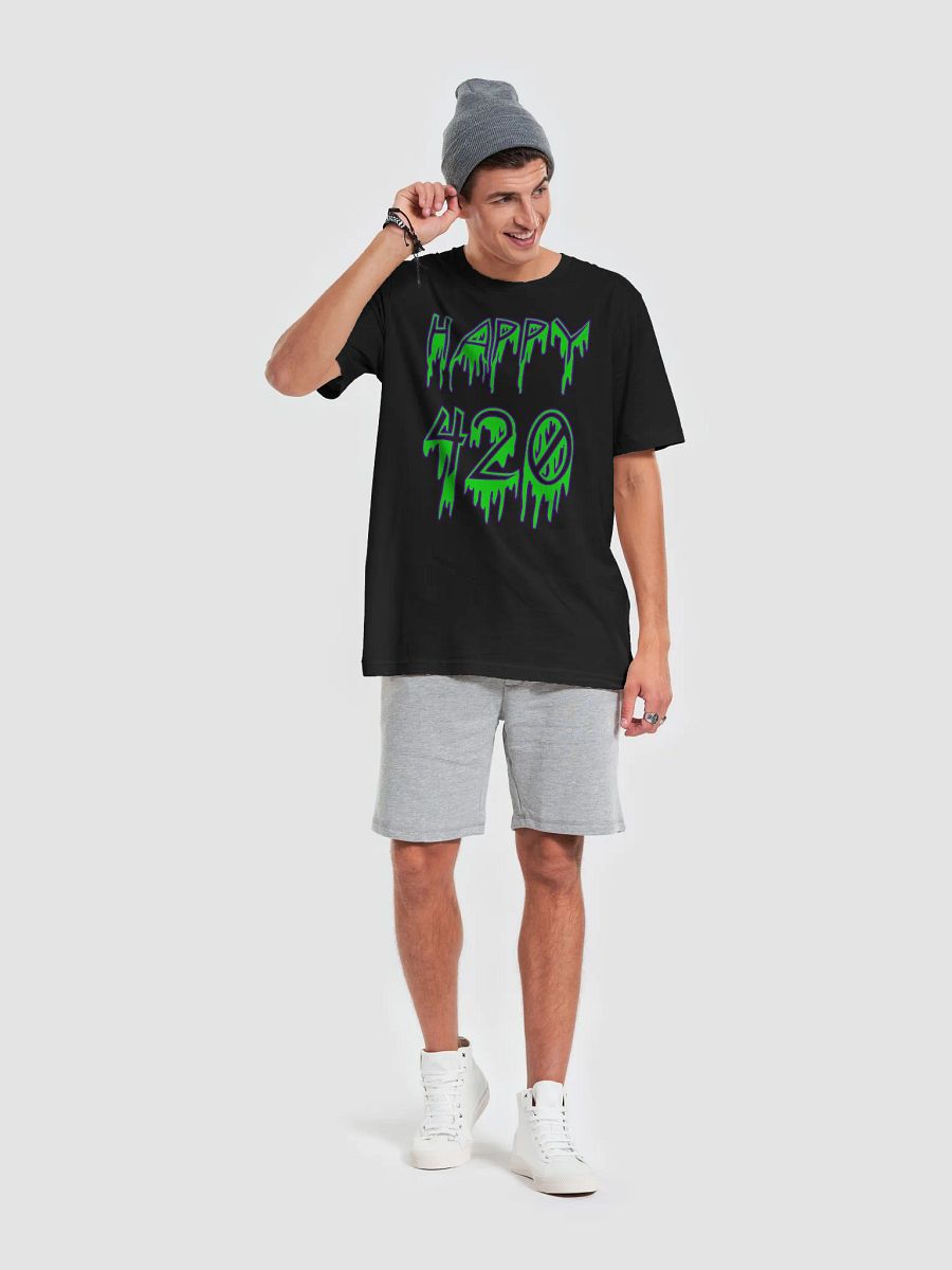 Happy 420 Horror Stoner Style T-Shirt, Creepy Weed Clothing, Cannabis Green Black Tee product image (9)
