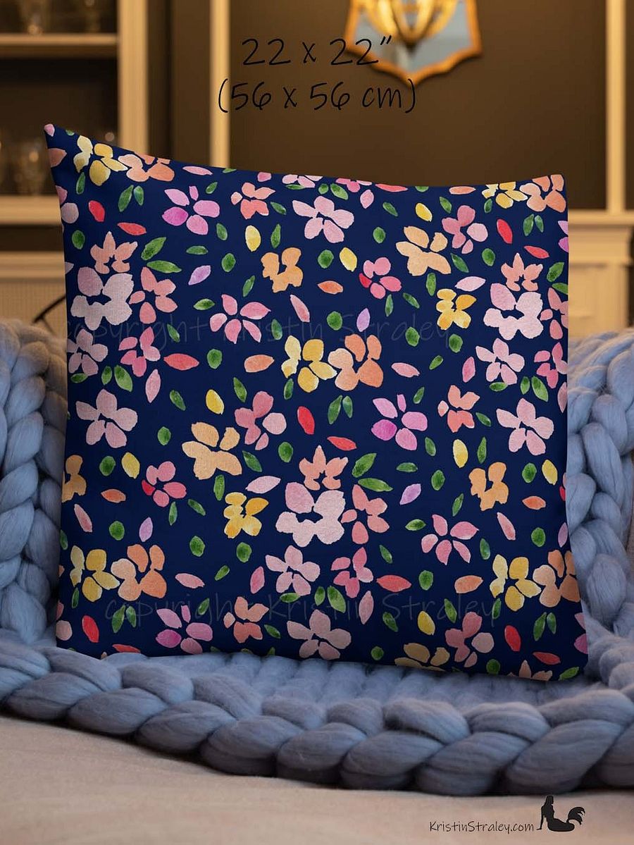 Spring Flowers on Navy Blue Premium Pillow Case product image (6)