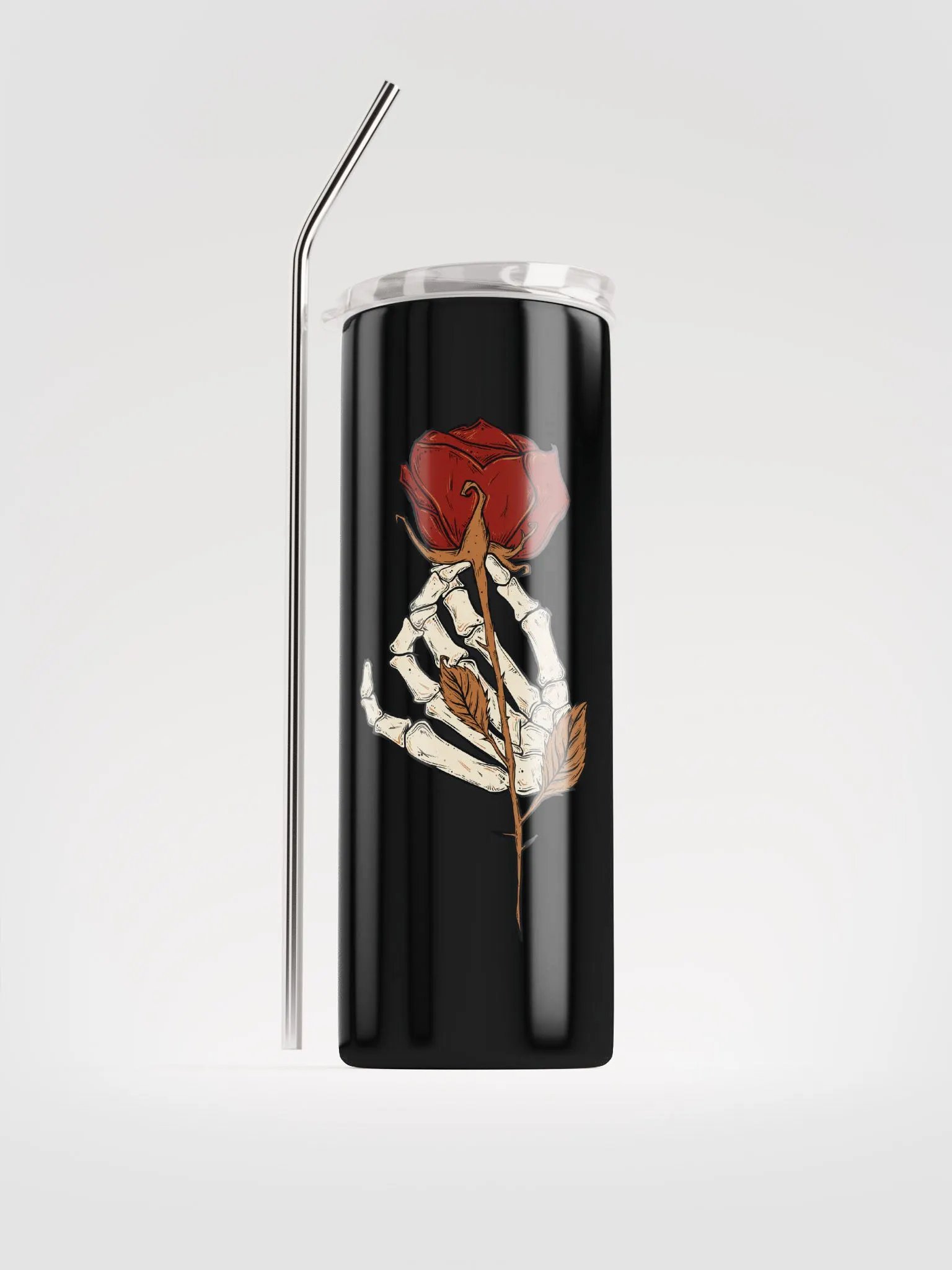 Gothic Romance: Skeleton Hand & Rose Stainless Steel Tumbler for Valentine's product image (1)