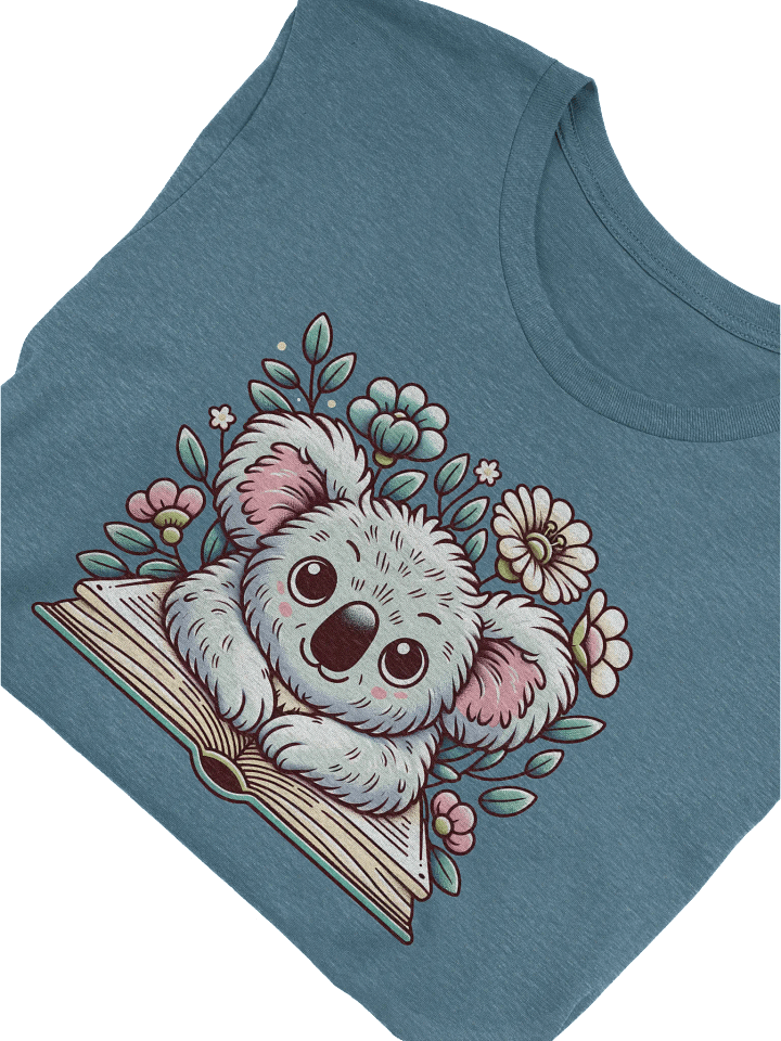 Cute Koala Reading T-Shirt, Book Lover Animal Tee, Nature-Inspired Graphic Tee, Adorable Bookworm Gift, Cozy Koala Floral T-shirt product image (2)