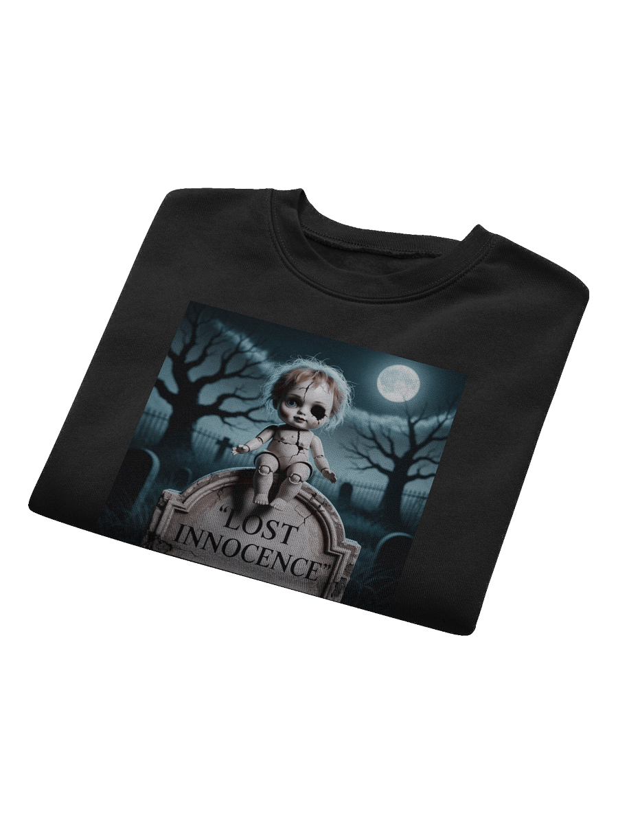 Lost Innocence Women's Fleece Crop Sweatshirt - Black Gothic Design by Midnight Veil Designs product image (8)