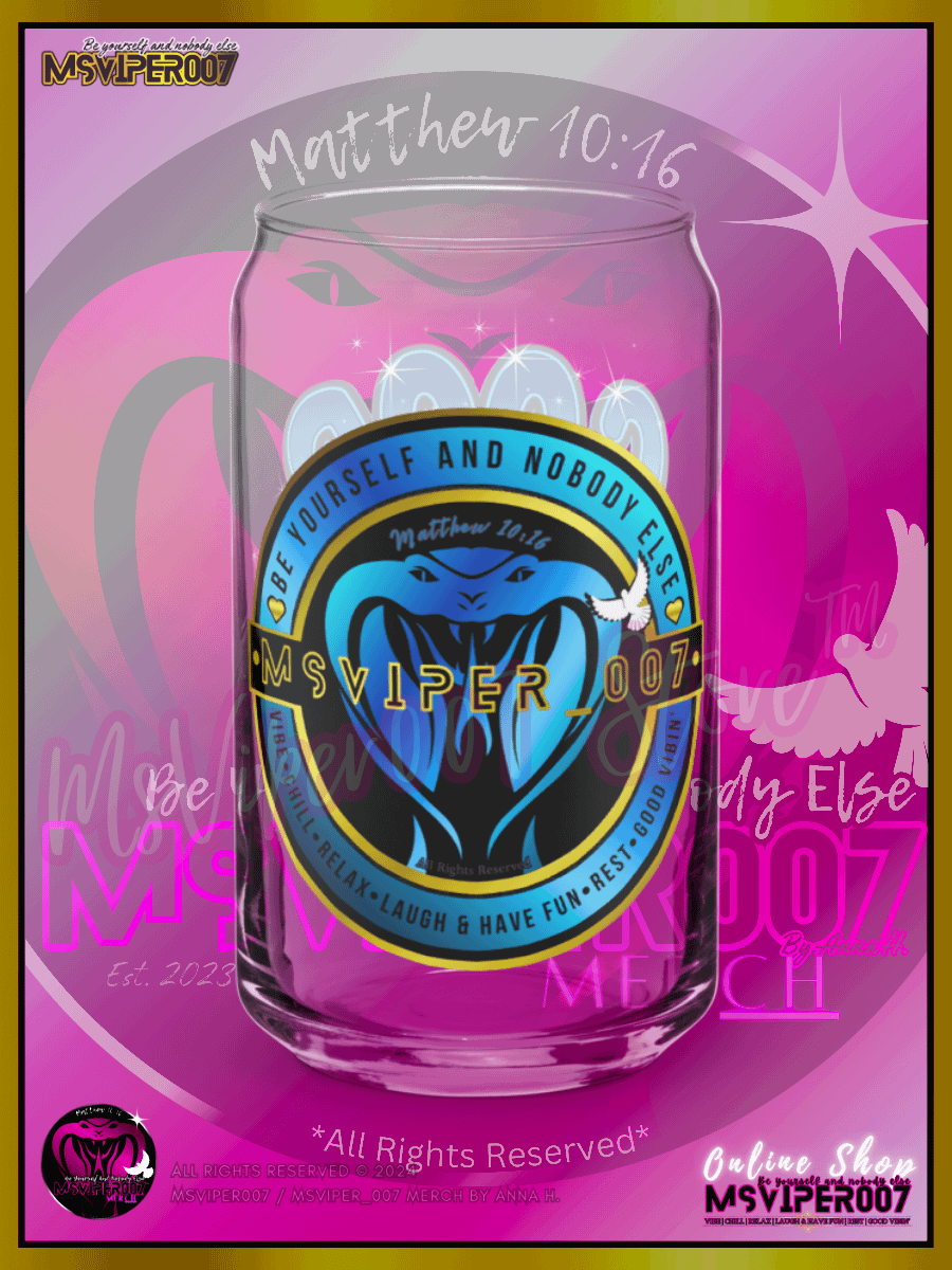 Glass Cup MSVIPER007'S "GOOD VIBIN' AND MUCH LOVE™ [H2O OASIS BLUE]" Can-shaped Glass by Anna H. product image (3)