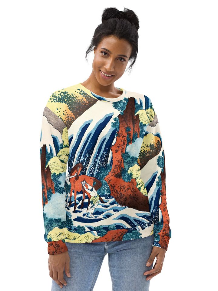 Yoshitsune Horse-Washing Falls All-Over Print Recycled Unisex Sweatshirt product image (2)