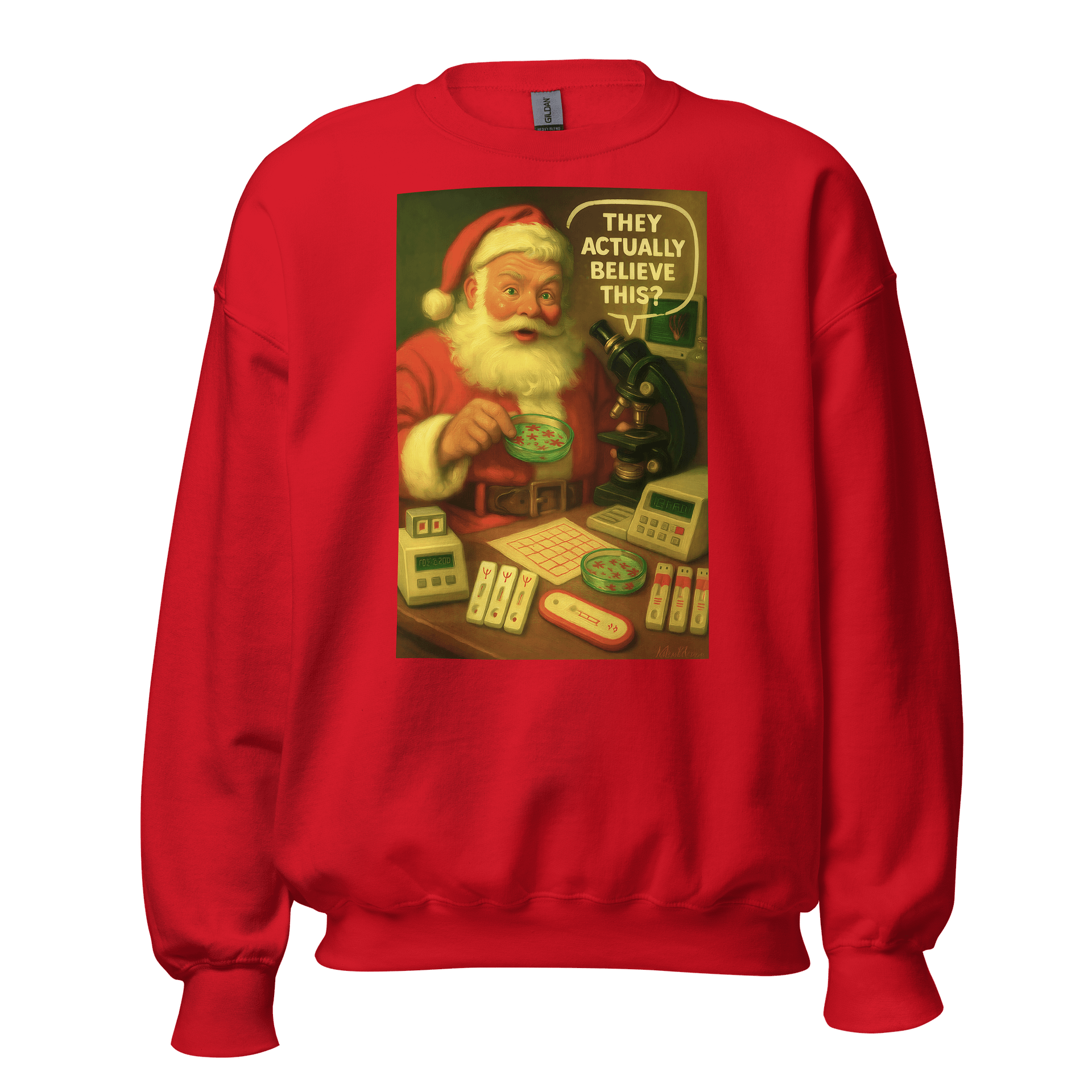 Skeptical Santa Crewneck Sweatshirt Red product image (1)