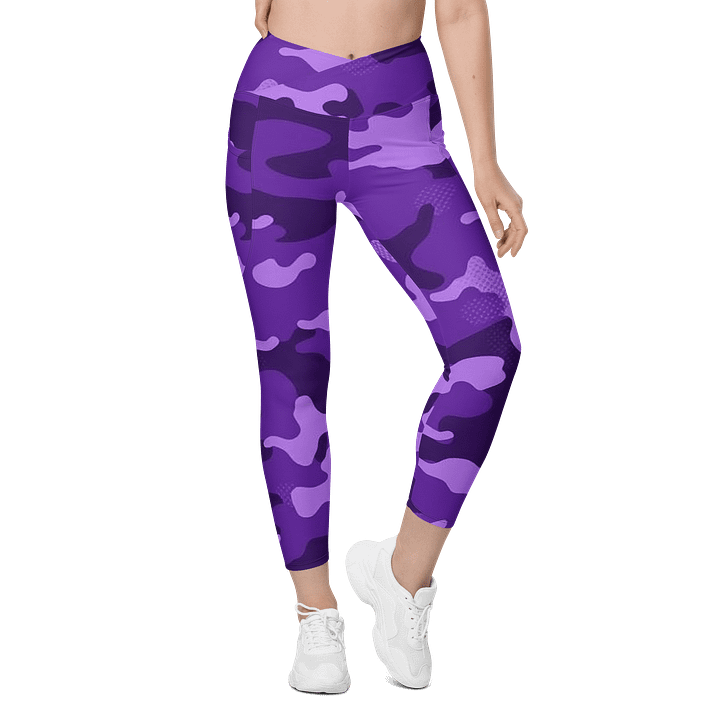 Purple Camo Crossover Leggings with Pockets product image (1)