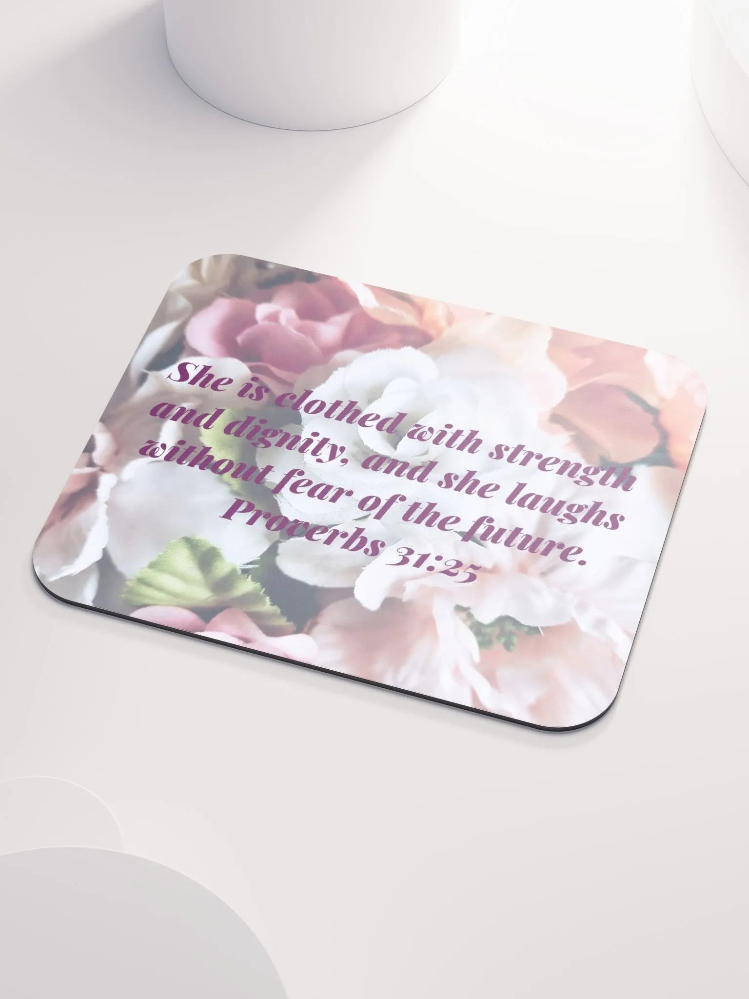 She Is Clothed With Strength And Dignity Proverbs 31:25 Bible Verse Mouse Pad product image (3)